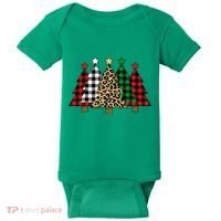 Christmas Trees Buffalo Plaid & Leopard Design Baby Bodysuit thumb 0