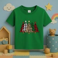 Christmas Trees Buffalo Plaid & Leopard Design Toddler T-Shirt thumb 3