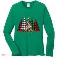 Christmas Trees Buffalo Plaid & Leopard Design Women's Long Sleeve Shirt thumb 0