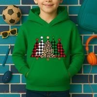 Christmas Trees Buffalo Plaid & Leopard Design Kids Hoodie thumb 2