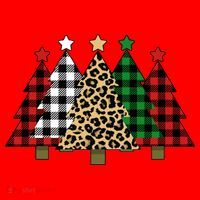 Christmas Trees Buffalo Plaid & Leopard Design Santa Hat thumb 1