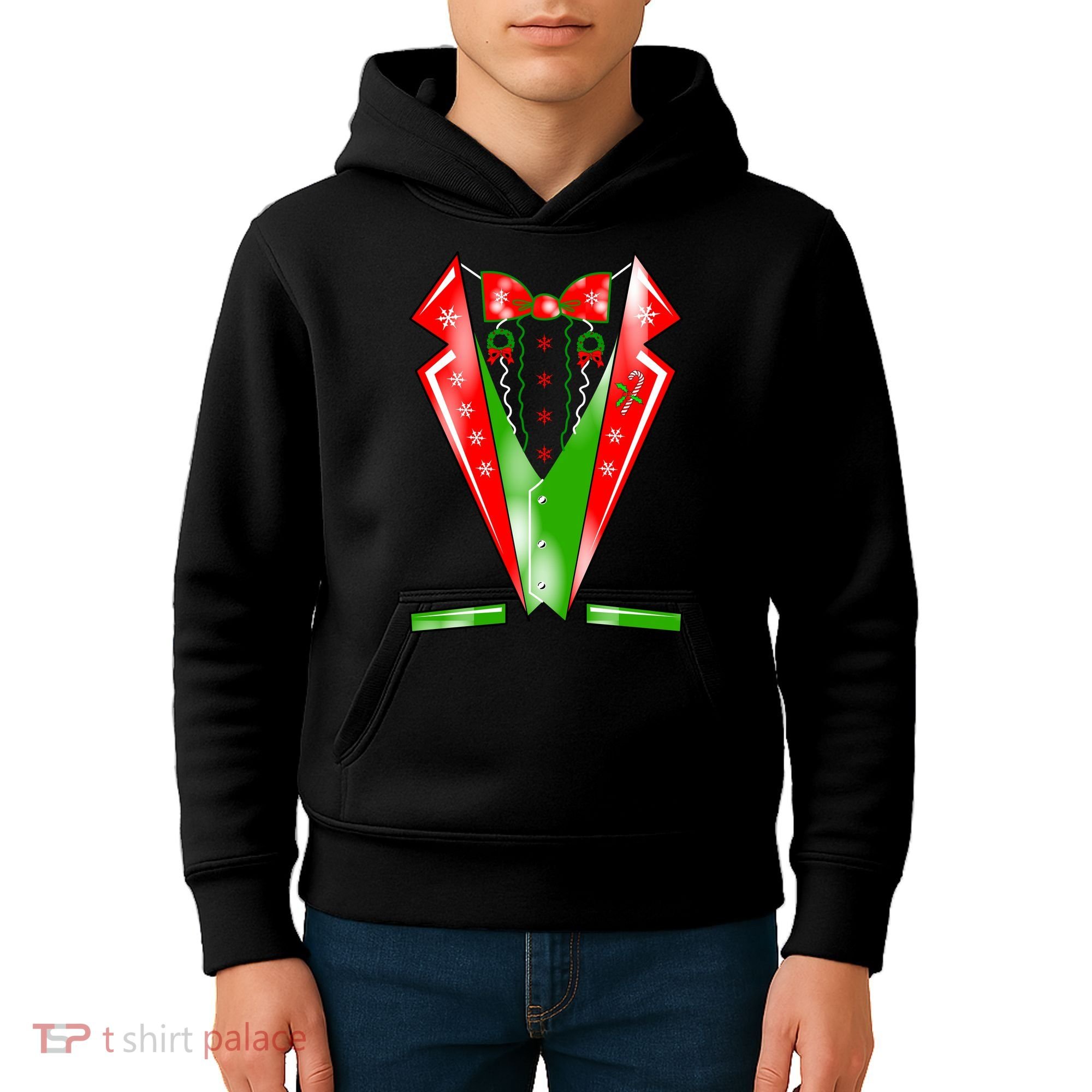 Christmas Tux Tuxedo Kids Hoodie