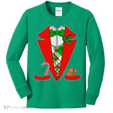 Christmas Tuxedo Costume Top Kids Long Sleeve Shirt
