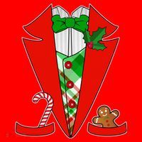 Christmas Tuxedo Costume Top Santa Hat thumb 1
