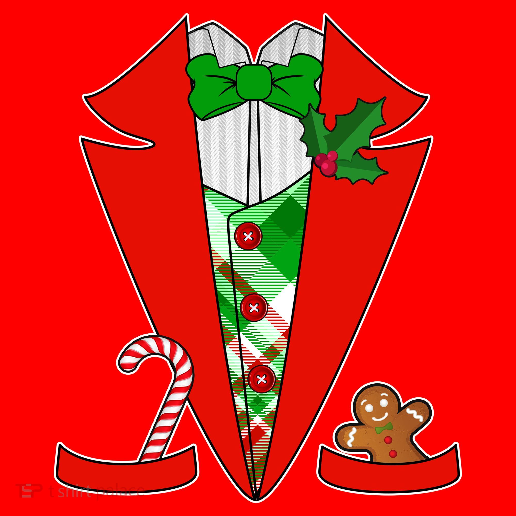 Christmas Tuxedo Costume Top Santa Hat