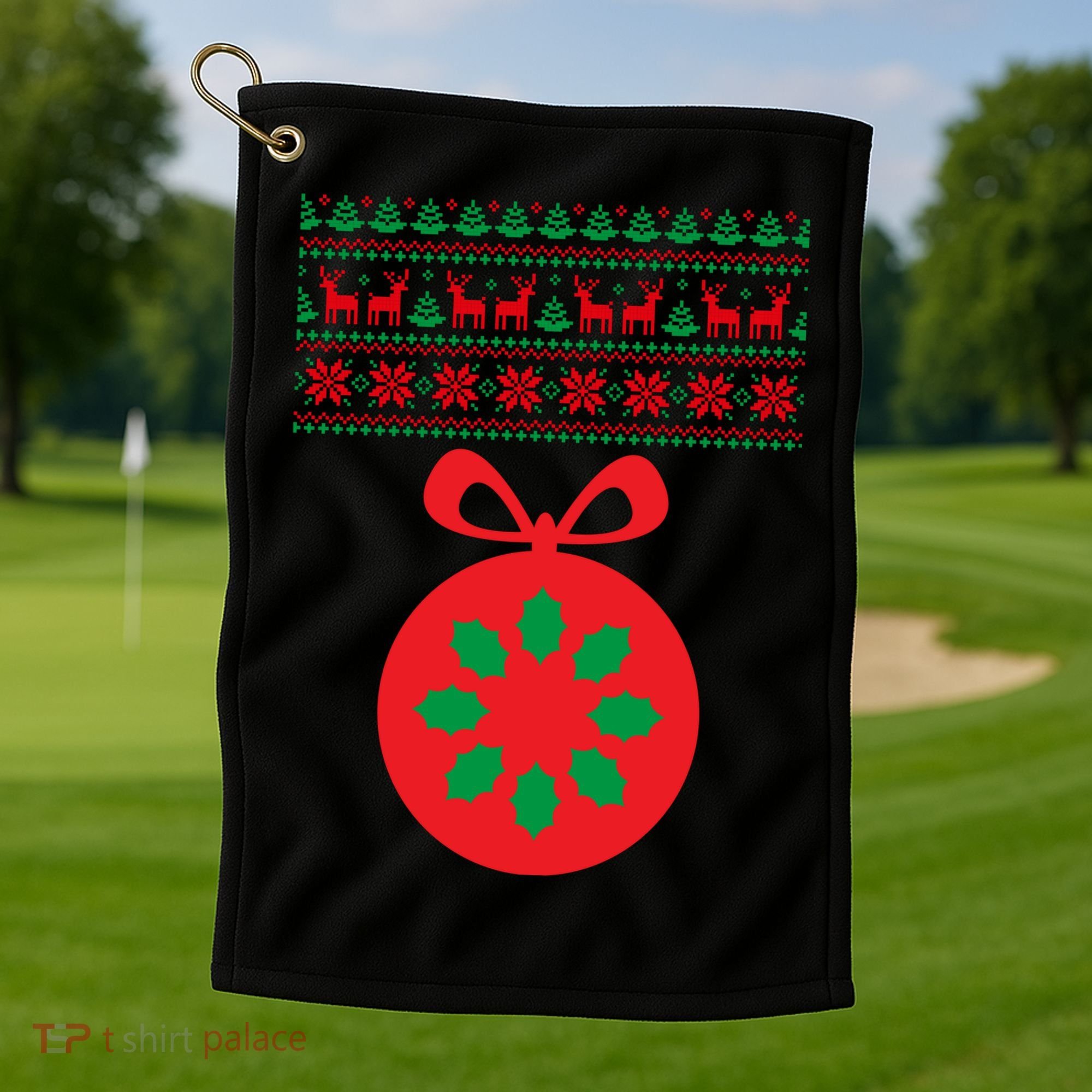 Christmas Ugly Sweater Pregnancy Ornament  Golf Towel