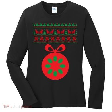 Christmas Ugly Sweater Pregnancy Ornament  Women's Long Sleeve Shirt