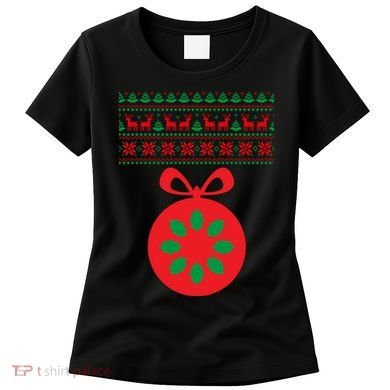 Christmas Ugly Sweater Pregnancy Ornament  Women's T-Shirt