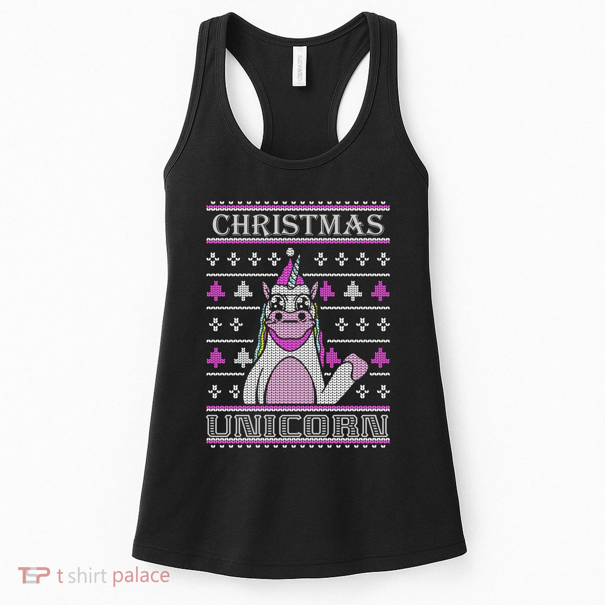Christmas Unicorn Ugly Sweater Women's Tank Top