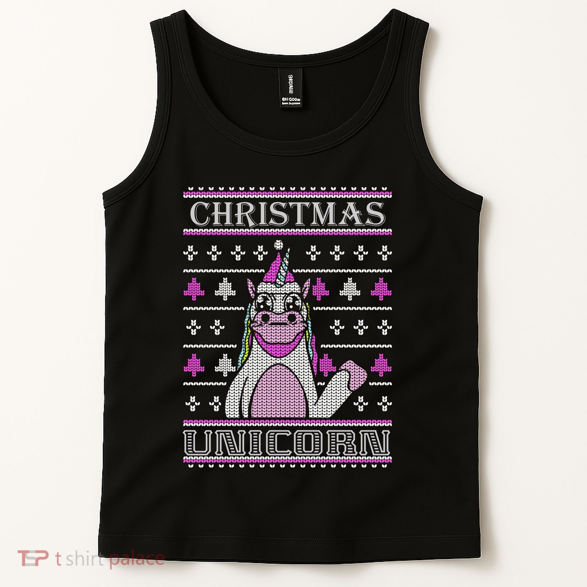 Christmas Unicorn Ugly Sweater Tank Top