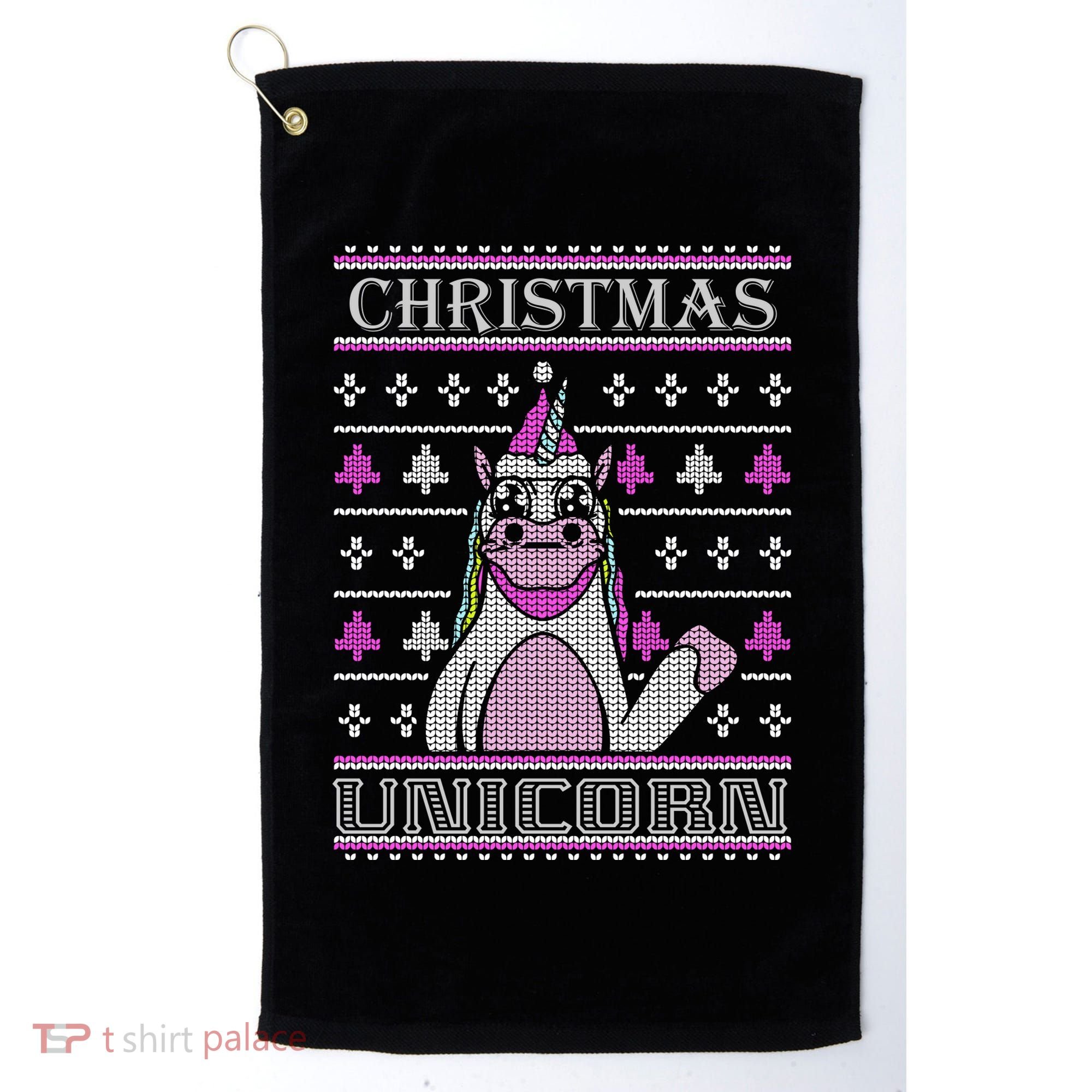 Christmas Unicorn Ugly Sweater Golf Towel