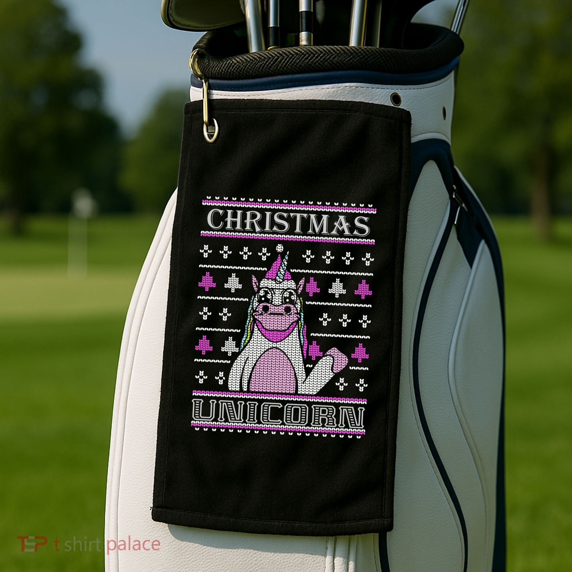 Christmas Unicorn Ugly Sweater Golf Towel