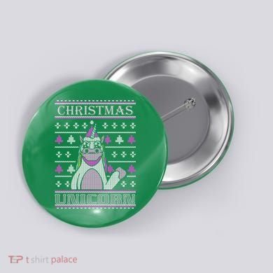 Christmas Unicorn Ugly Sweater Button