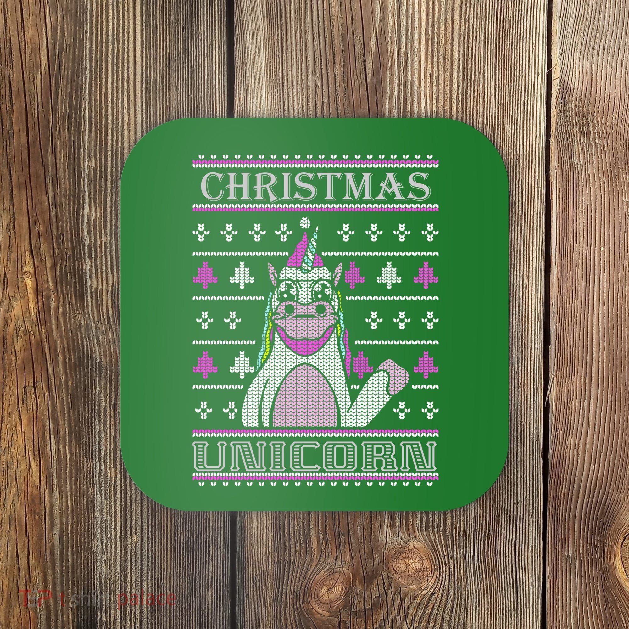 Christmas Unicorn Ugly Sweater Coaster