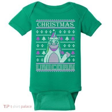 Christmas Unicorn Ugly Sweater Baby Bodysuit