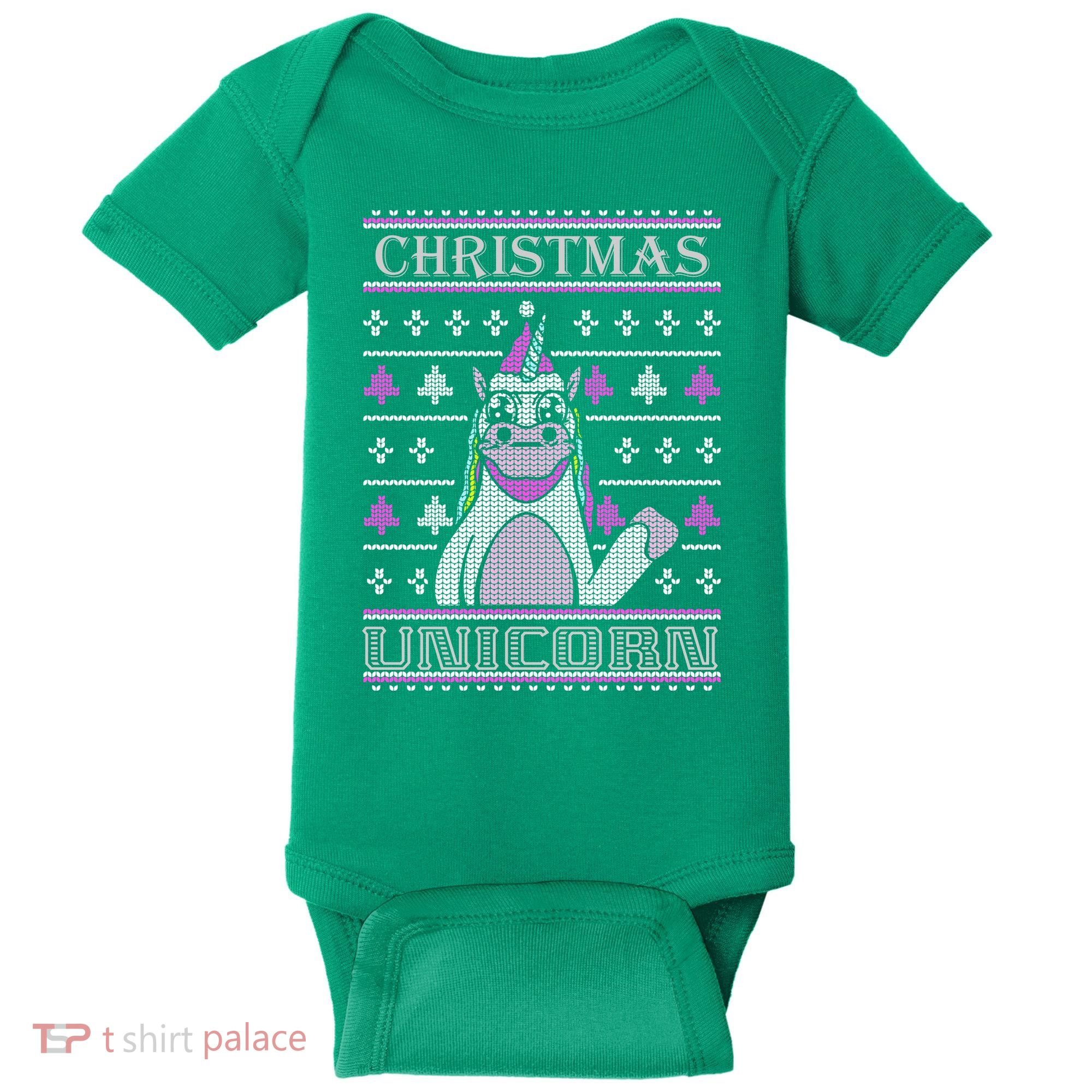 Christmas Unicorn Ugly Sweater Baby Bodysuit
