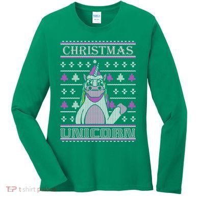 Christmas Unicorn Ugly Sweater Women's Long Sleeve Shirt