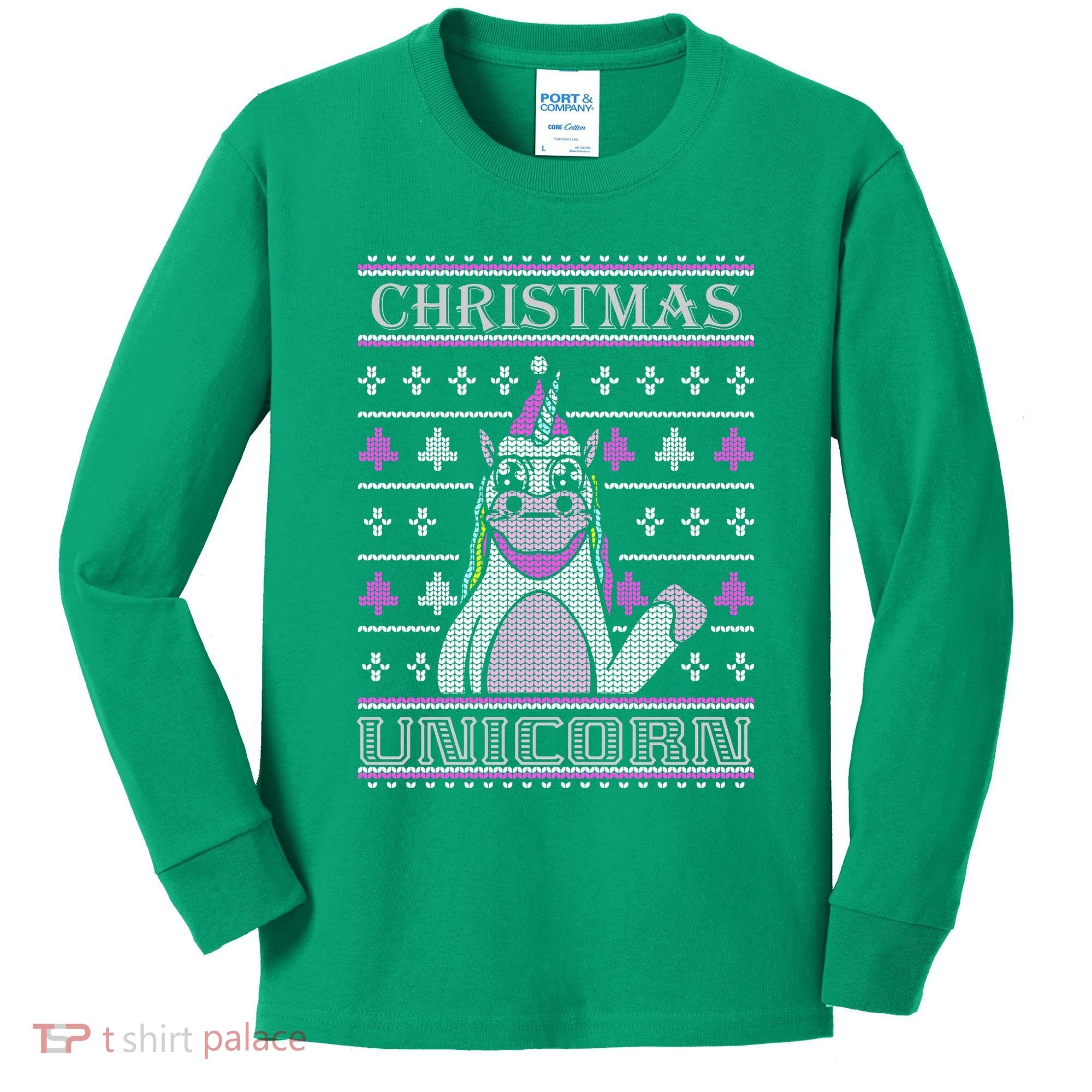 Christmas Unicorn Ugly Sweater Kids Long Sleeve Shirt