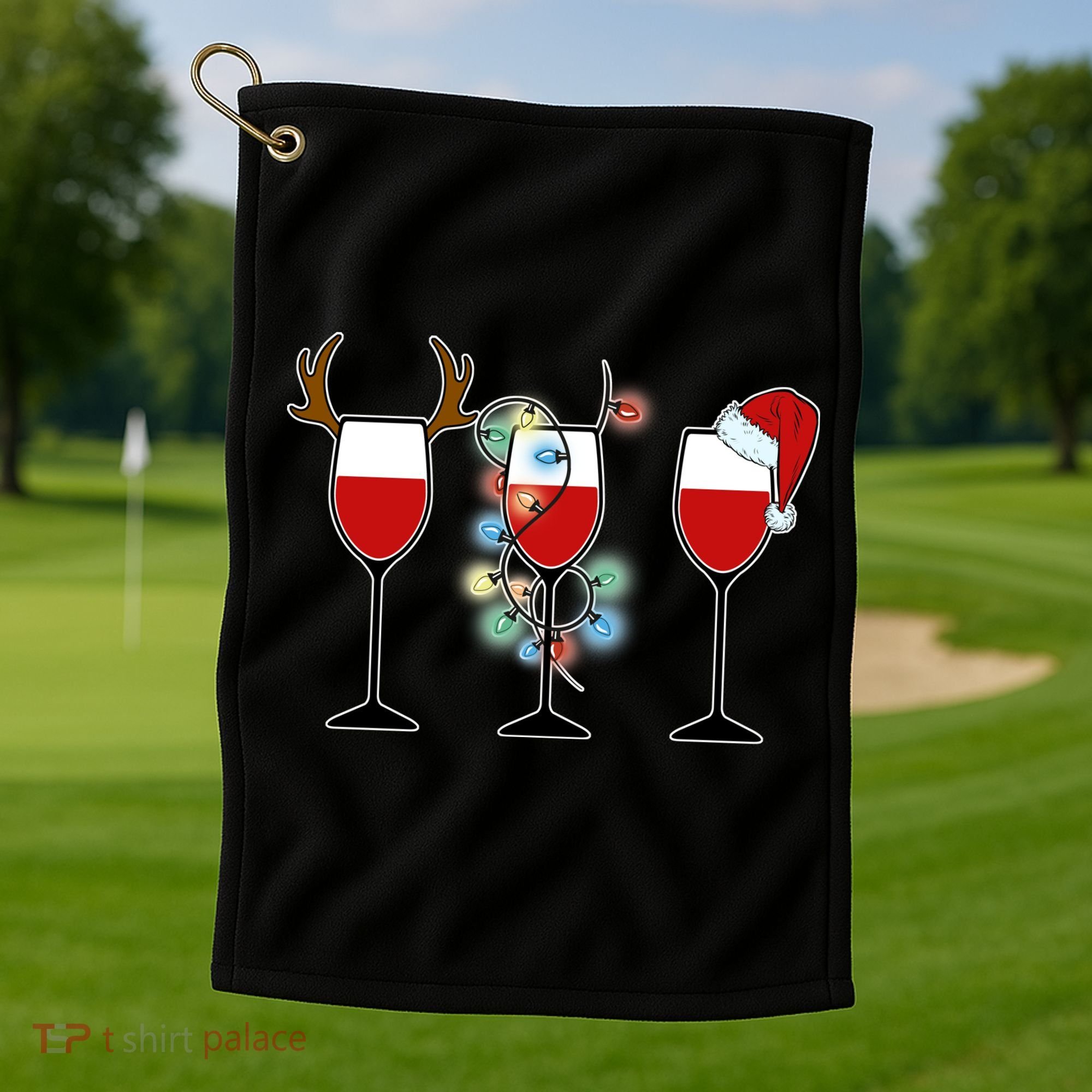 Christmas Wine Party Golf Towel