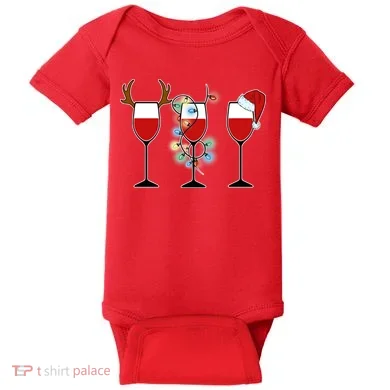 Christmas Wine Party Baby Bodysuit