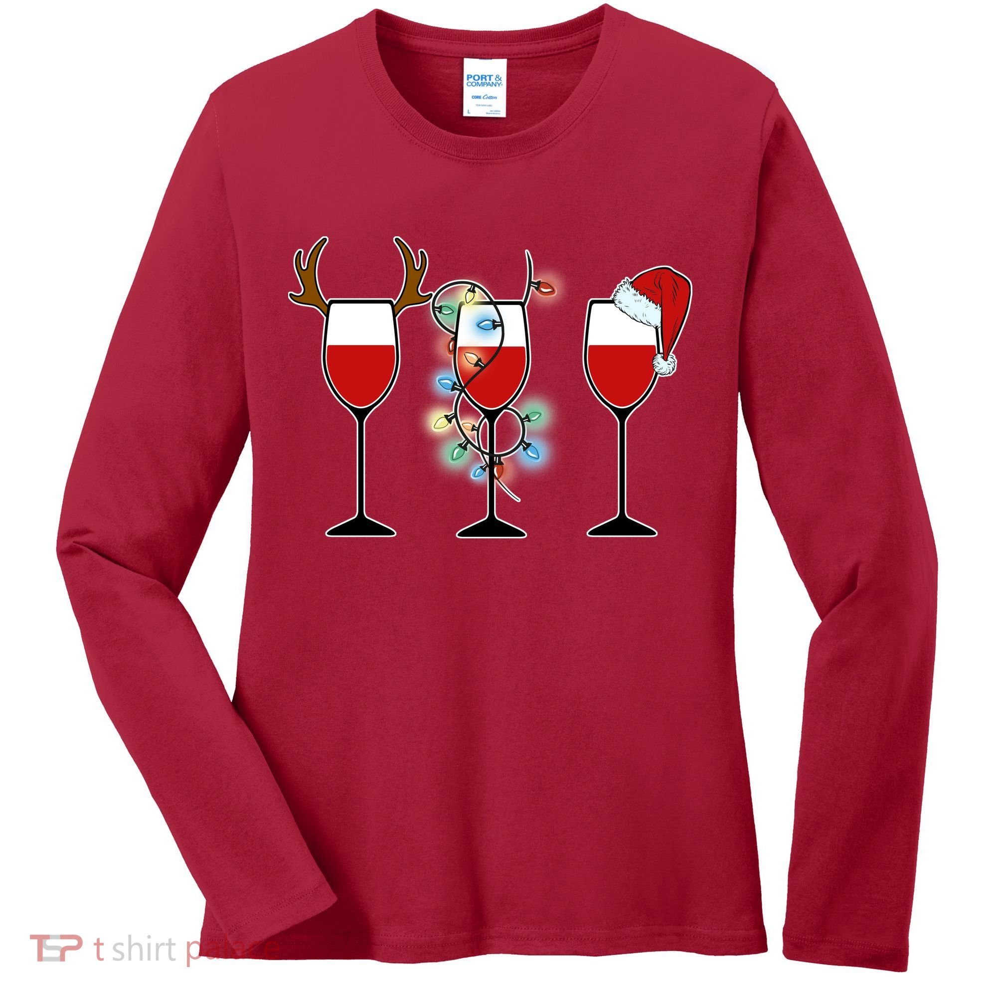 Christmas Wine Party Women's Long Sleeve Shirt