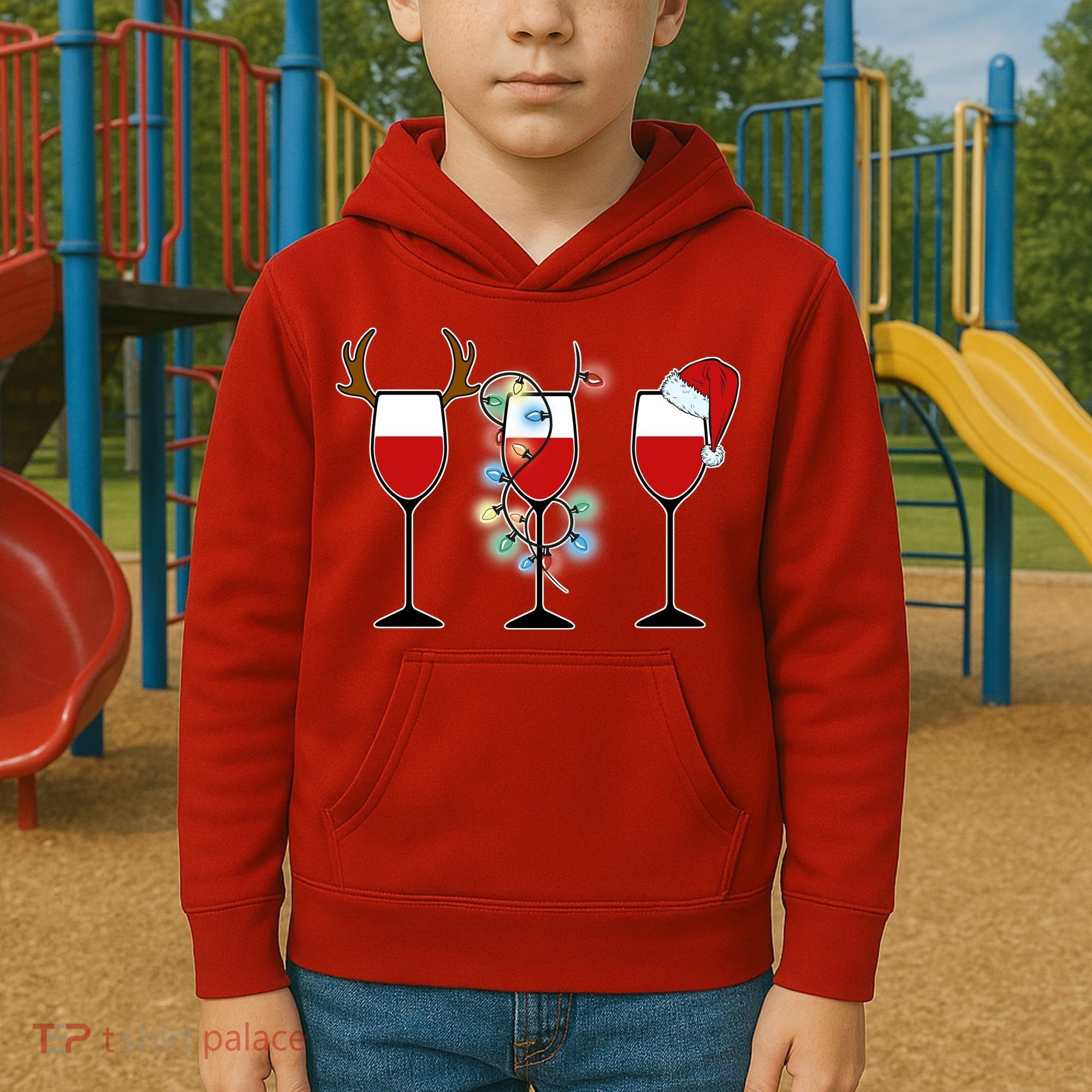Christmas Wine Party Kids Hoodie