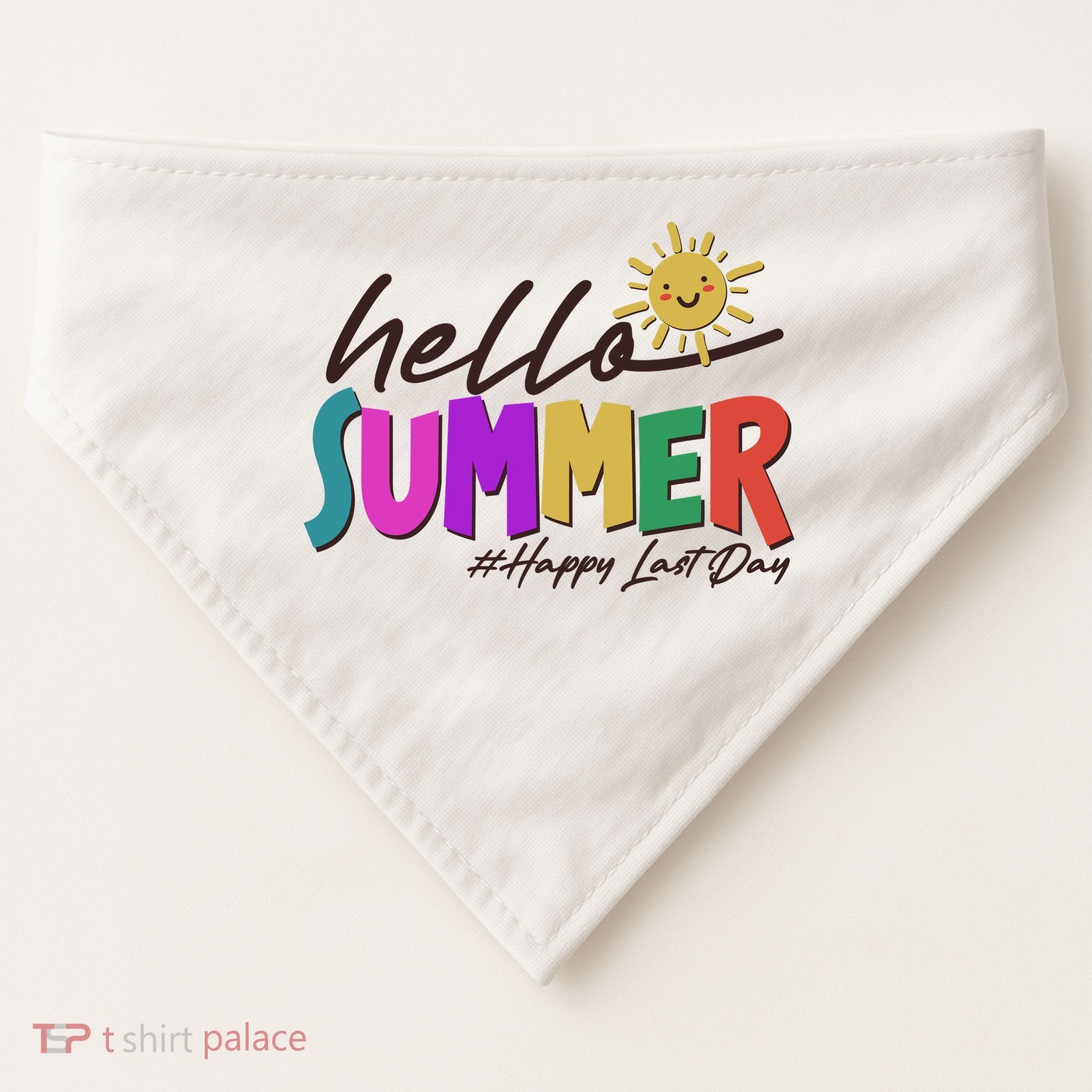 Cute Hello Summer #Happy Last Day USA-Made Doggie Bandana