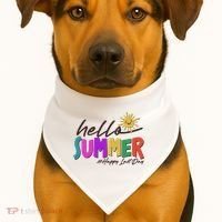 Cute Hello Summer #Happy Last Day USA-Made Doggie Bandana thumb 1