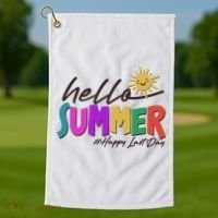 Cute Hello Summer #Happy Last Day Golf Towel thumb 1