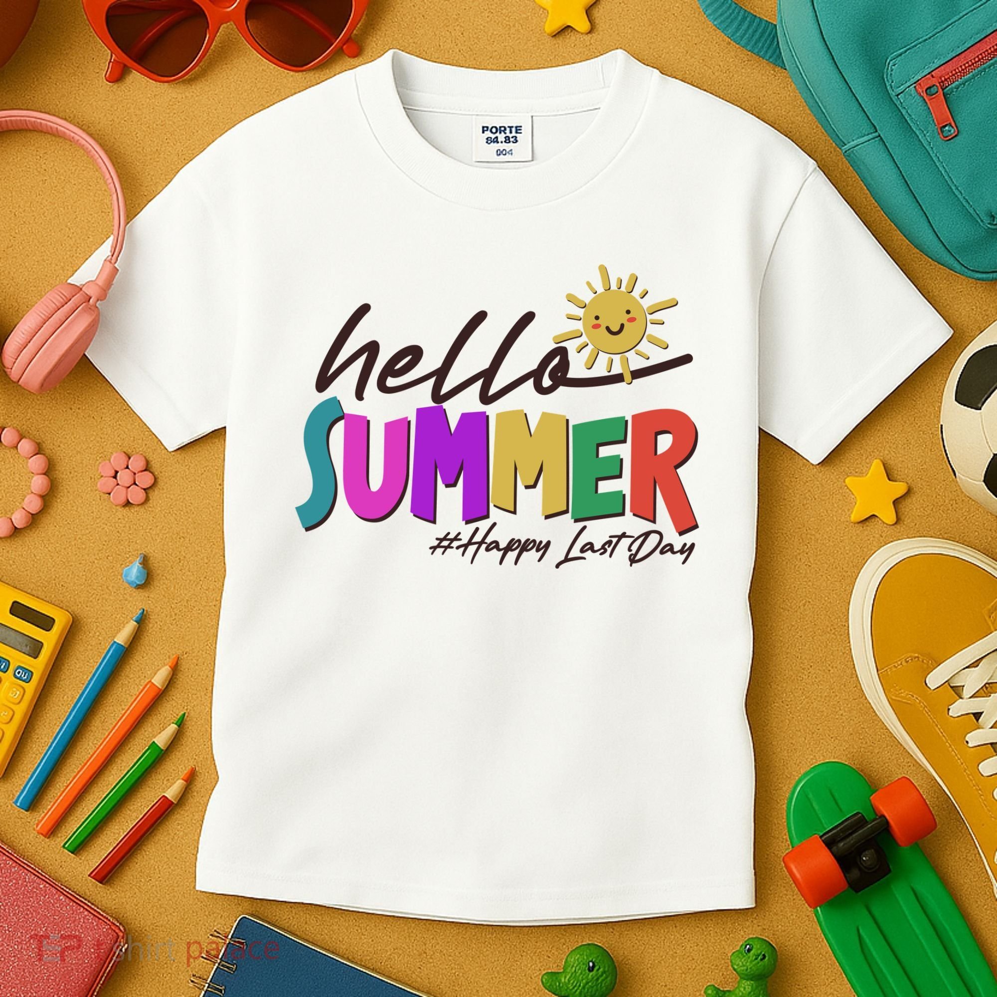 Cute Hello Summer #Happy Last Day Kids T-Shirt
