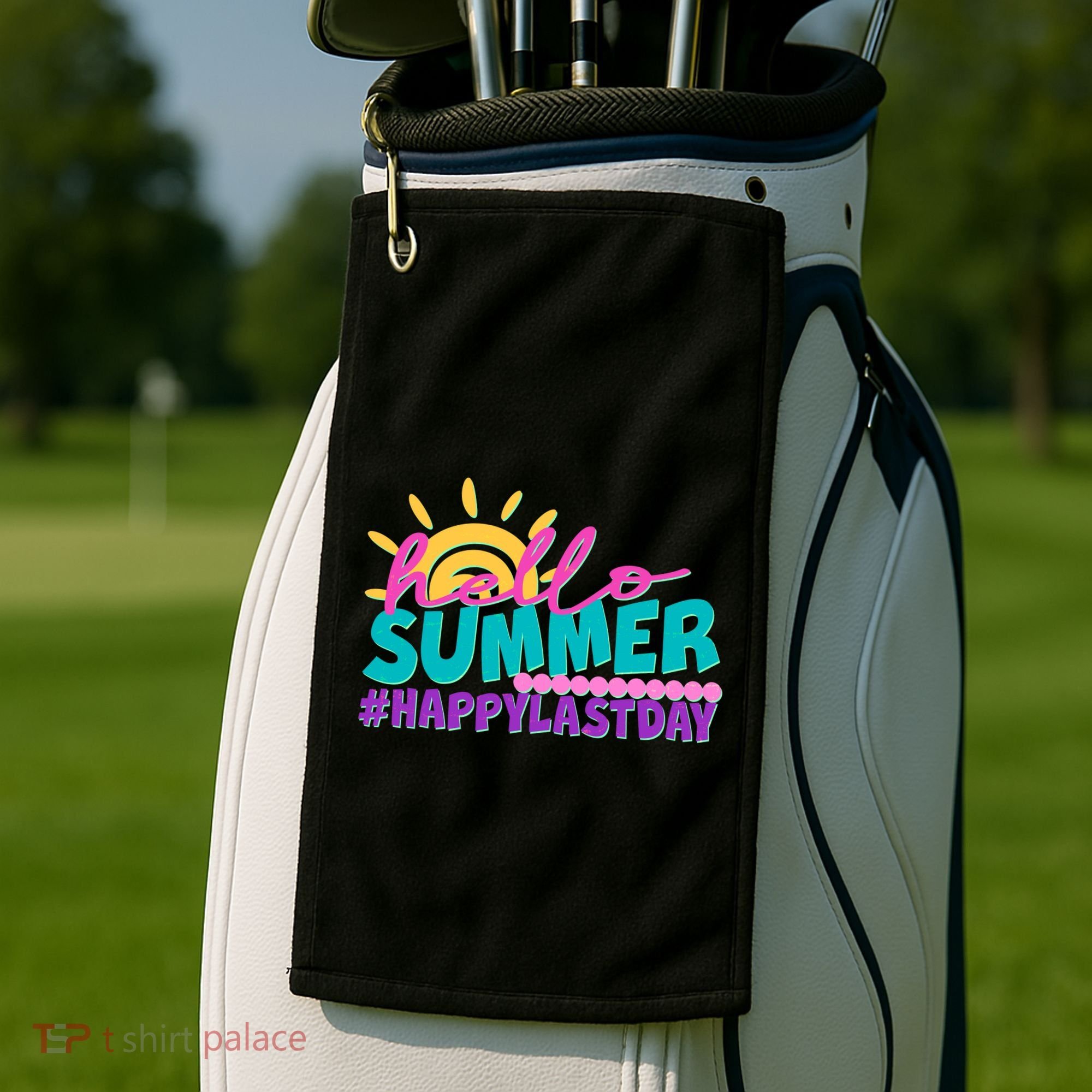 Cute Hello Summer #Happy Last Day Golf Towel