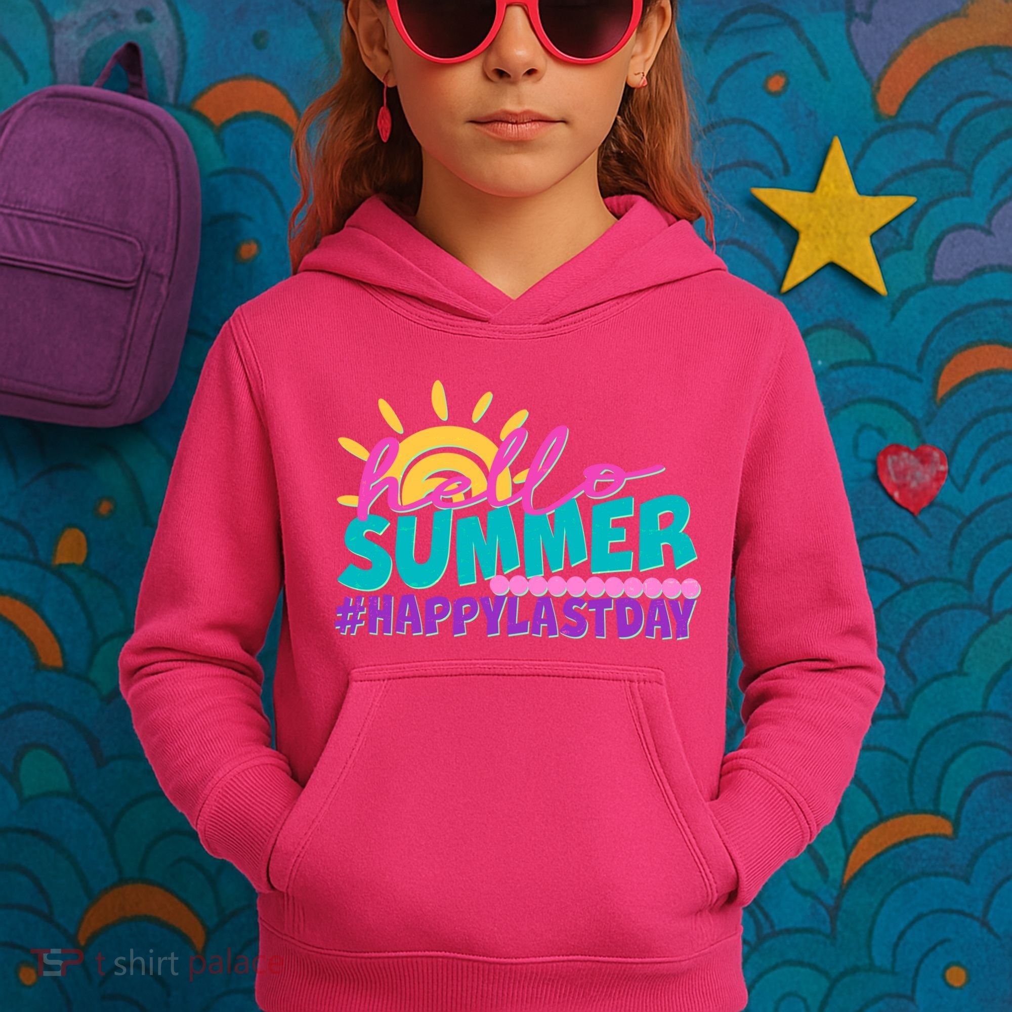 Cute Hello Summer #Happy Last Day Kids Hoodie