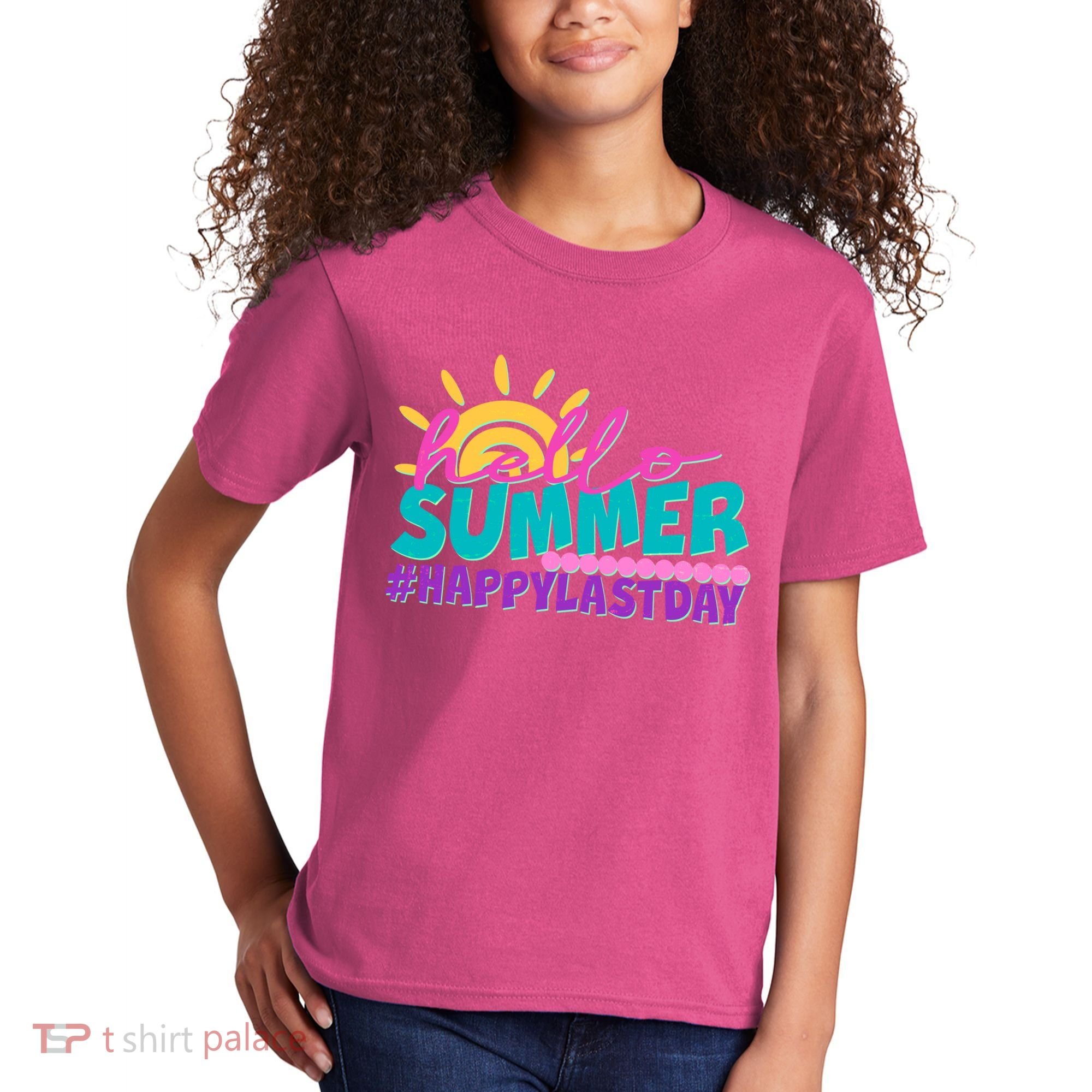 Cute Hello Summer #Happy Last Day Kids T-Shirt