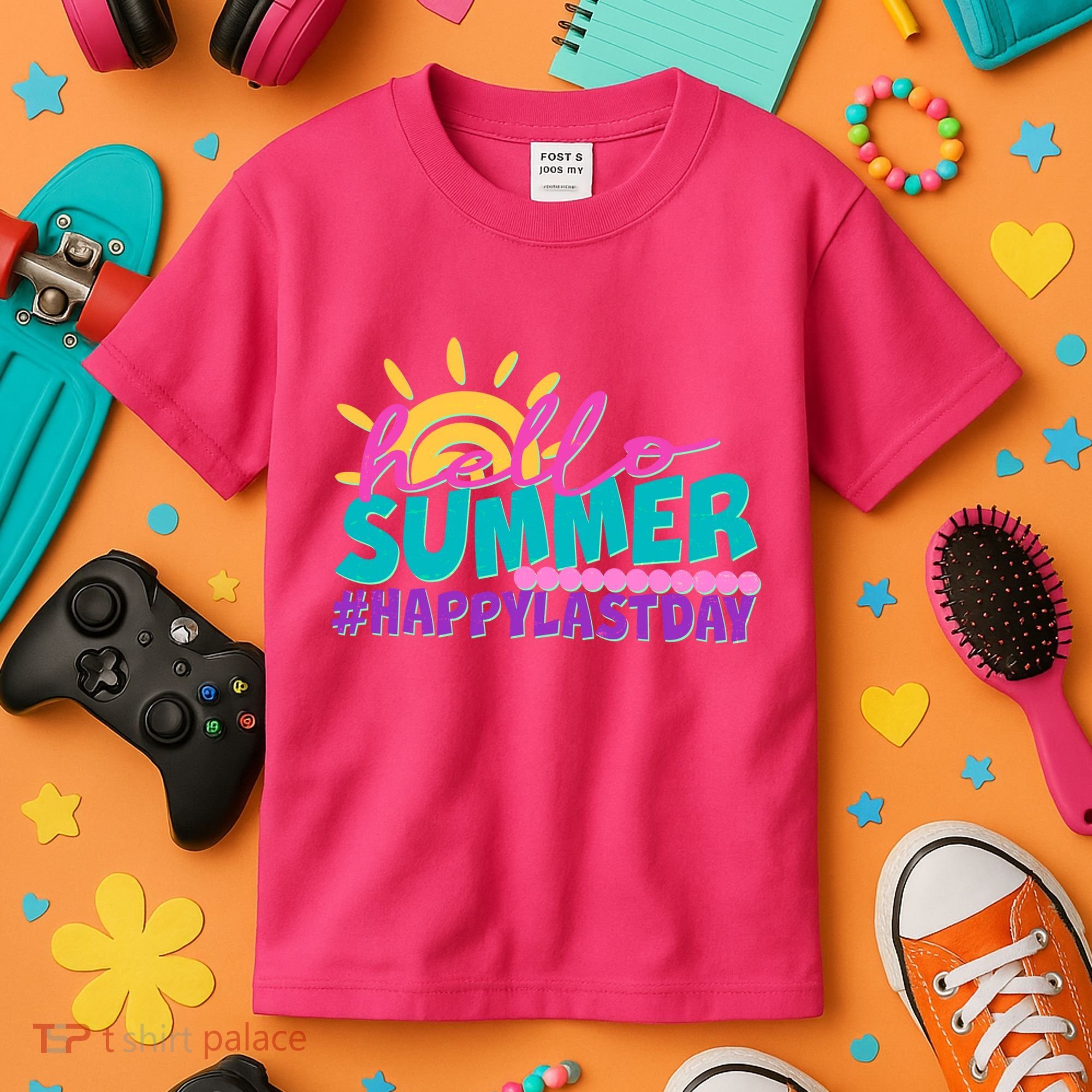 Cute Hello Summer #Happy Last Day Kids T-Shirt