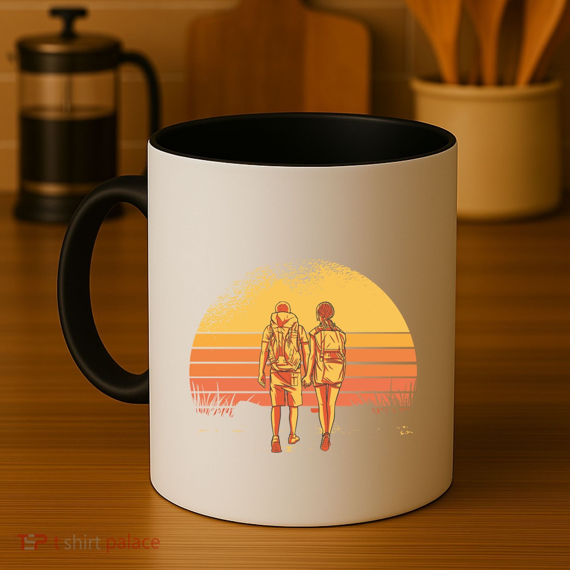 Couple Hiking Sunset Coffee Mug