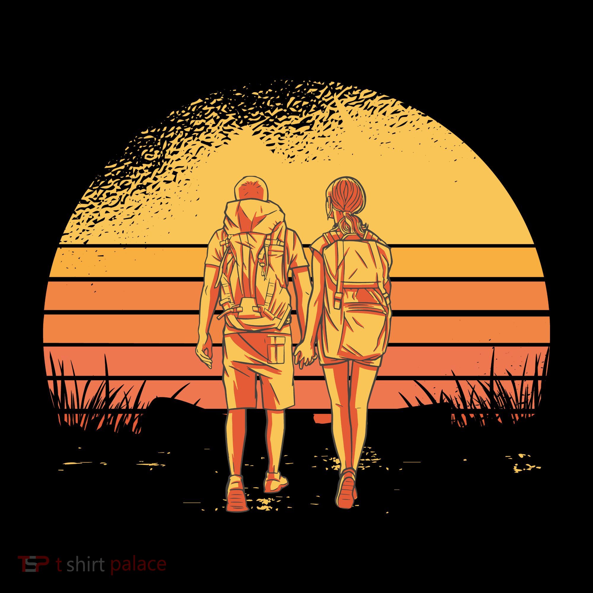 Couple Hiking Sunset Ornament