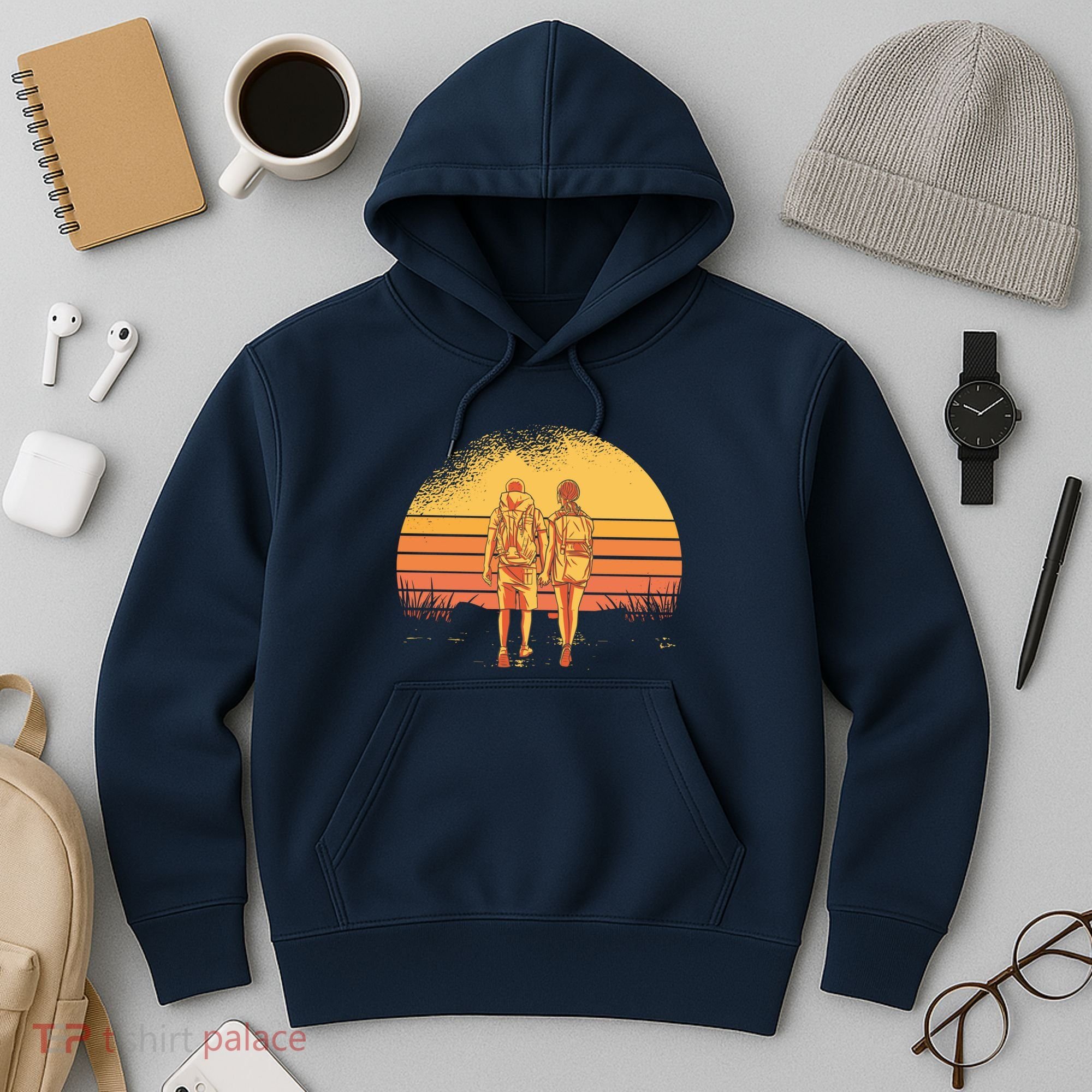 Couple Hiking Sunset Hoodie
