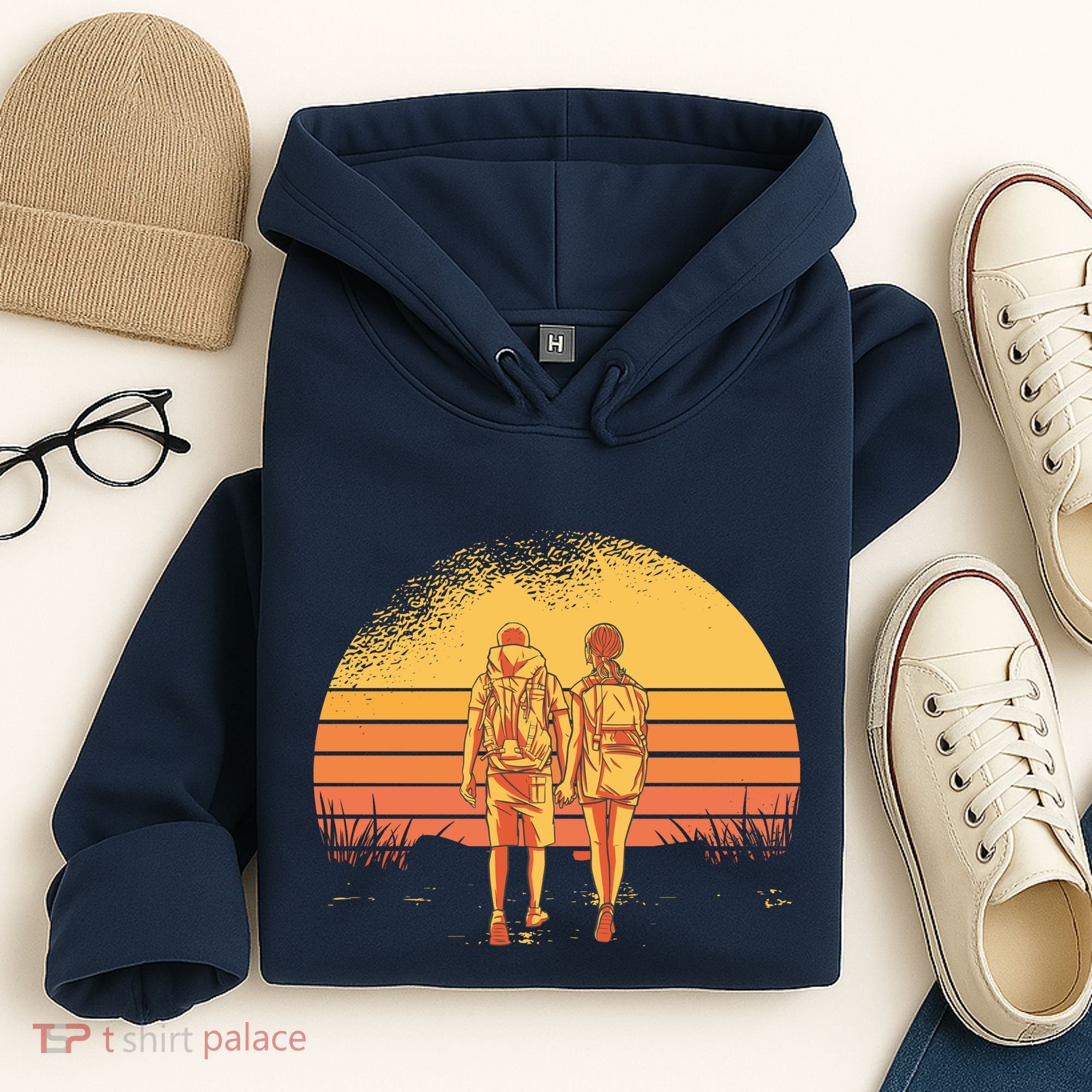 Couple Hiking Sunset Hoodie