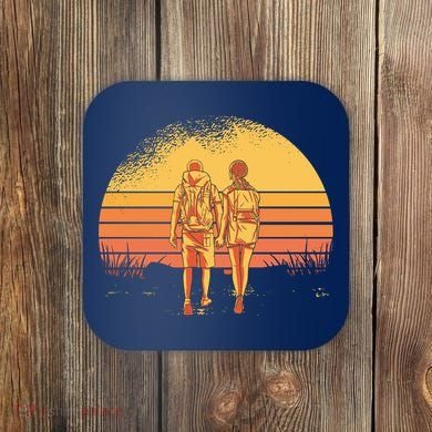 Couple Hiking Sunset Coaster