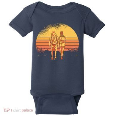 Couple Hiking Sunset Baby Bodysuit