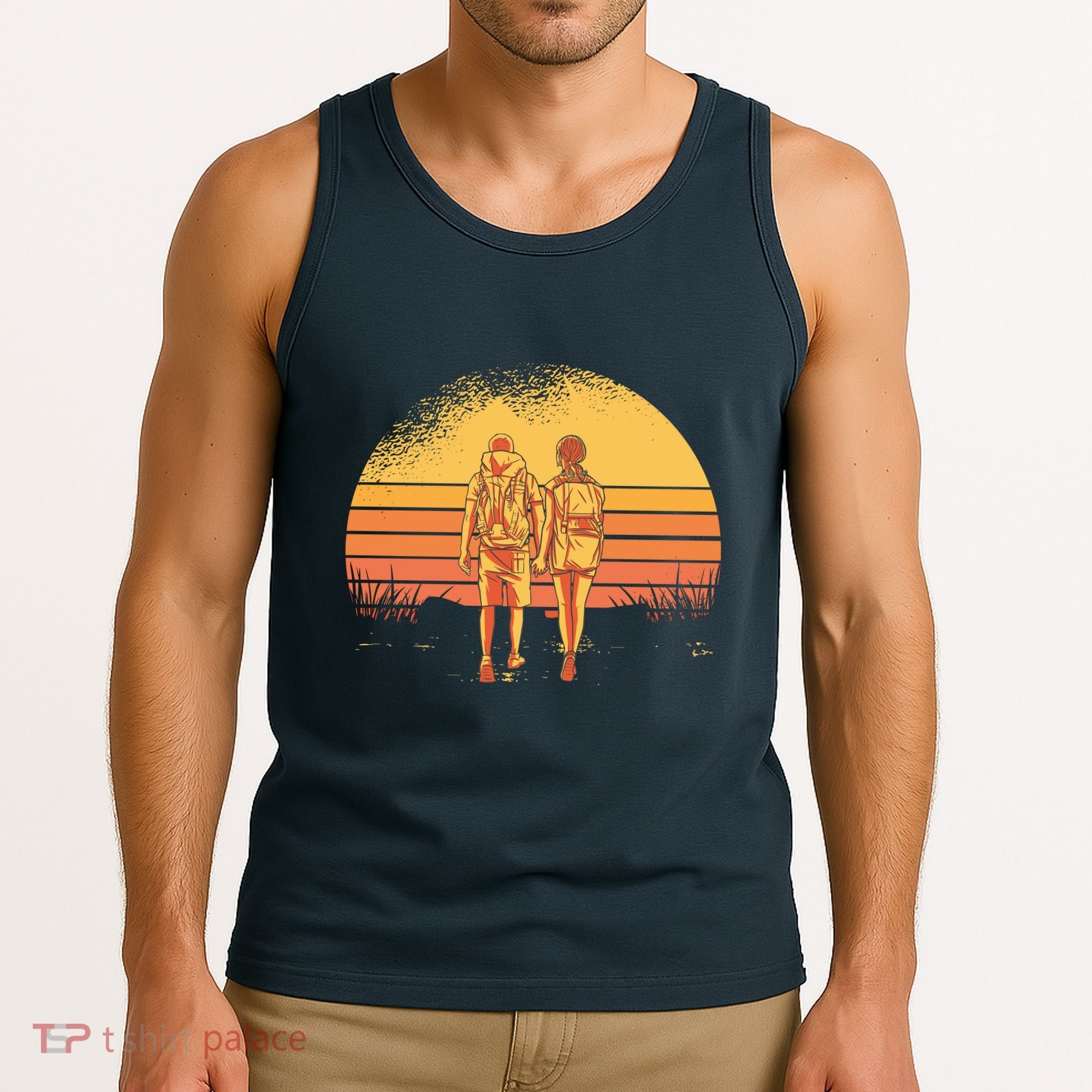 Couple Hiking Sunset Tank Top