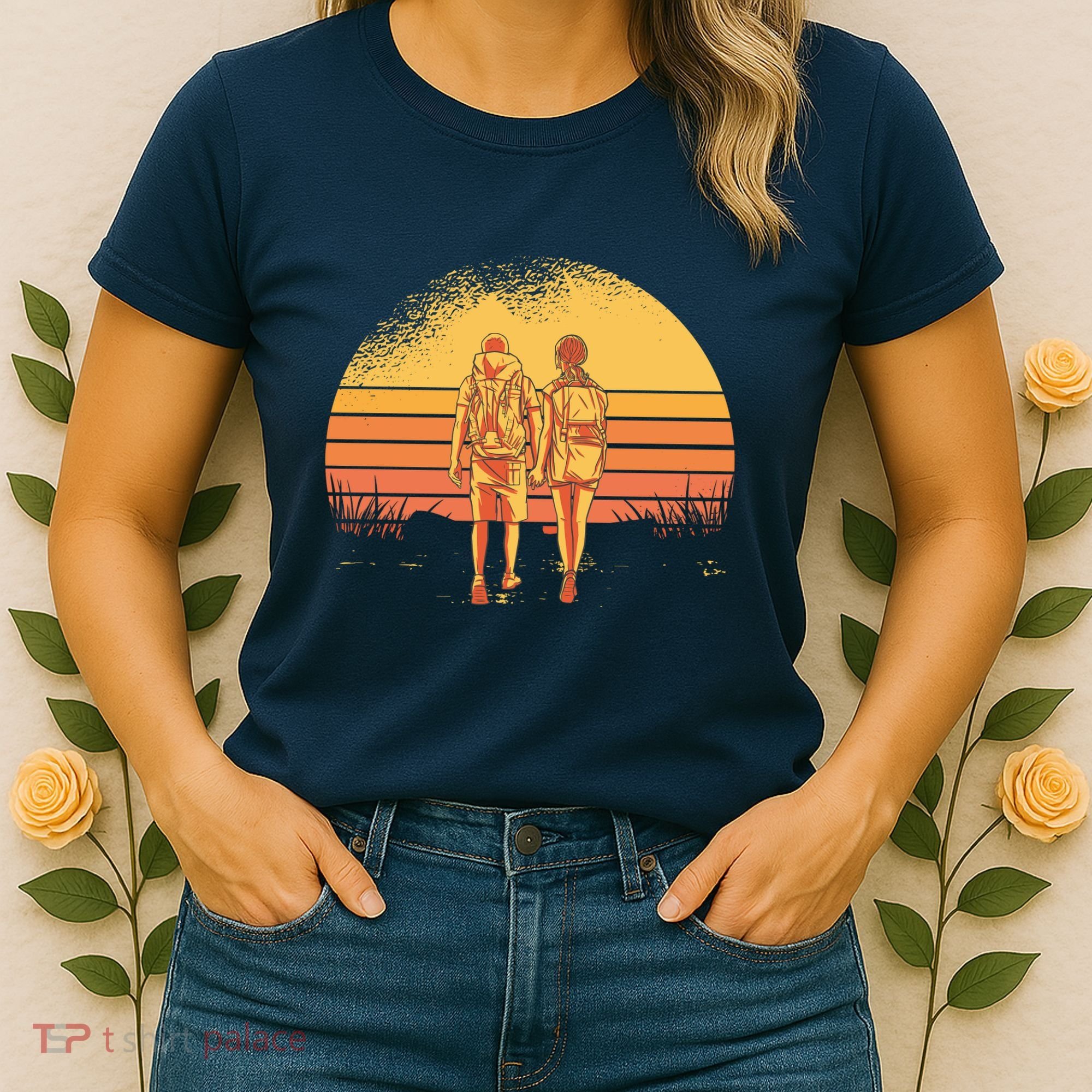 Couple Hiking Sunset Women's T-Shirt