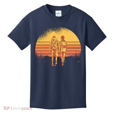 Couple Hiking Sunset Kids T-Shirt