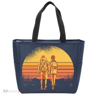 Couple Hiking Sunset Tote Bag