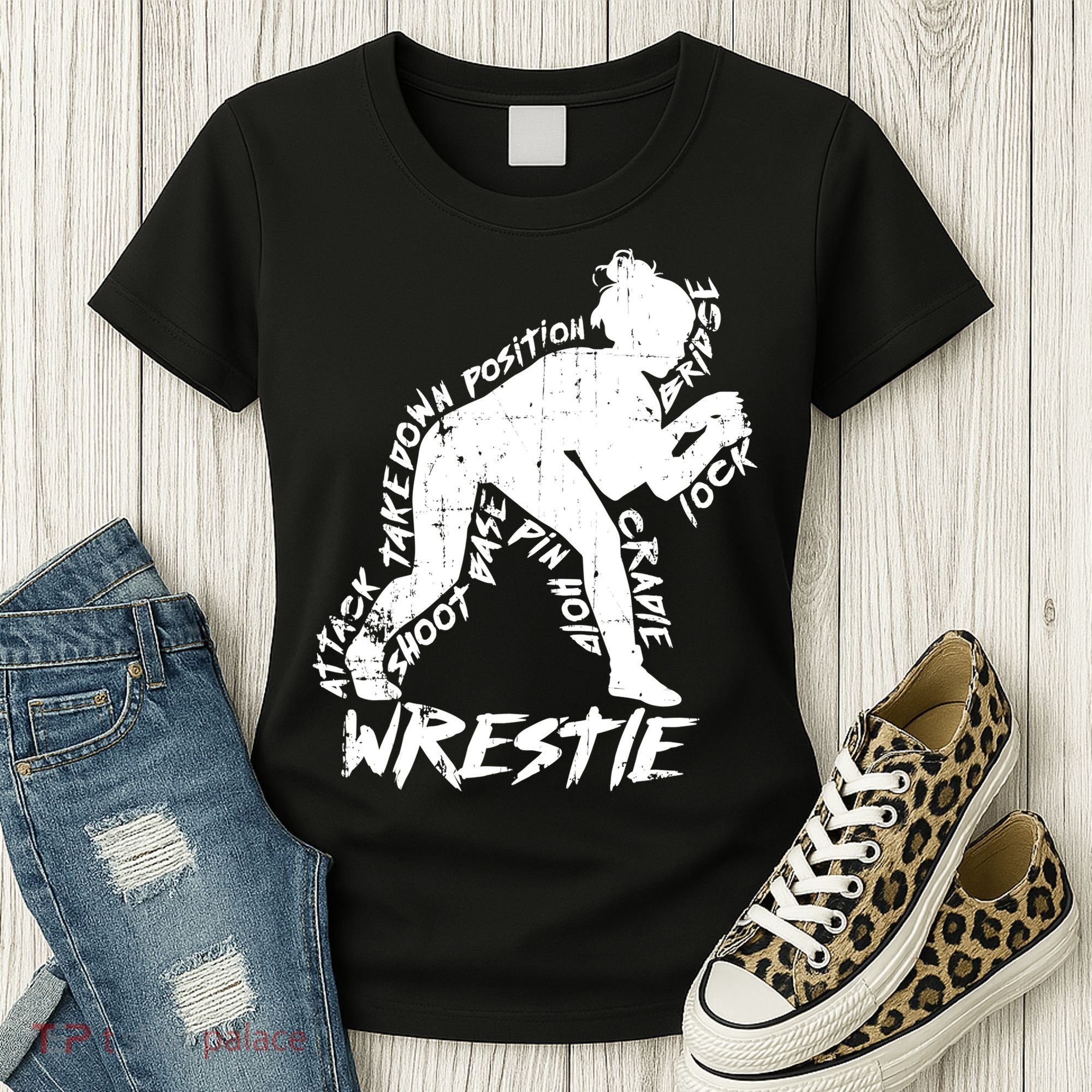 Cute High School Wrestling Gift For Mom Dad Gift For Girls Wrestling Gift Women's T-Shirt