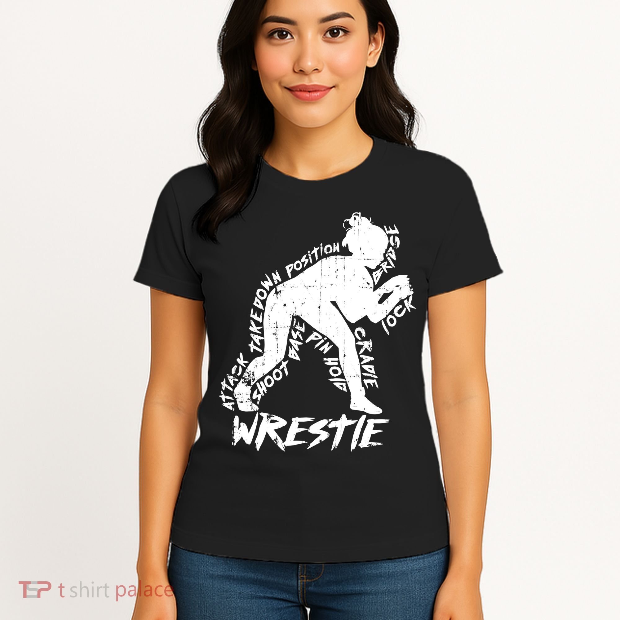 Cute High School Wrestling Gift For Mom Dad Gift For Girls Wrestling Gift Women's T-Shirt