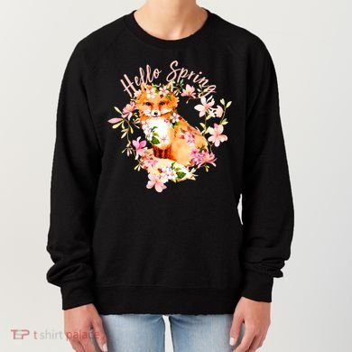 Cute Hello Spring Flower Fox Women's Sweatshirt