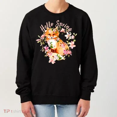 Cute Hello Spring Flower Fox Women's Sweatshirt