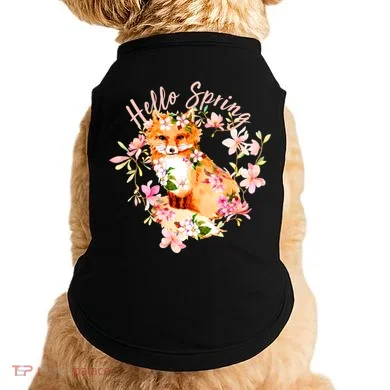 Cute Hello Spring Flower Fox Doggie Tank
