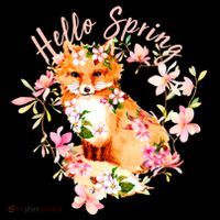 Cute Hello Spring Flower Fox USA-Made Doggie Bandana thumb 2